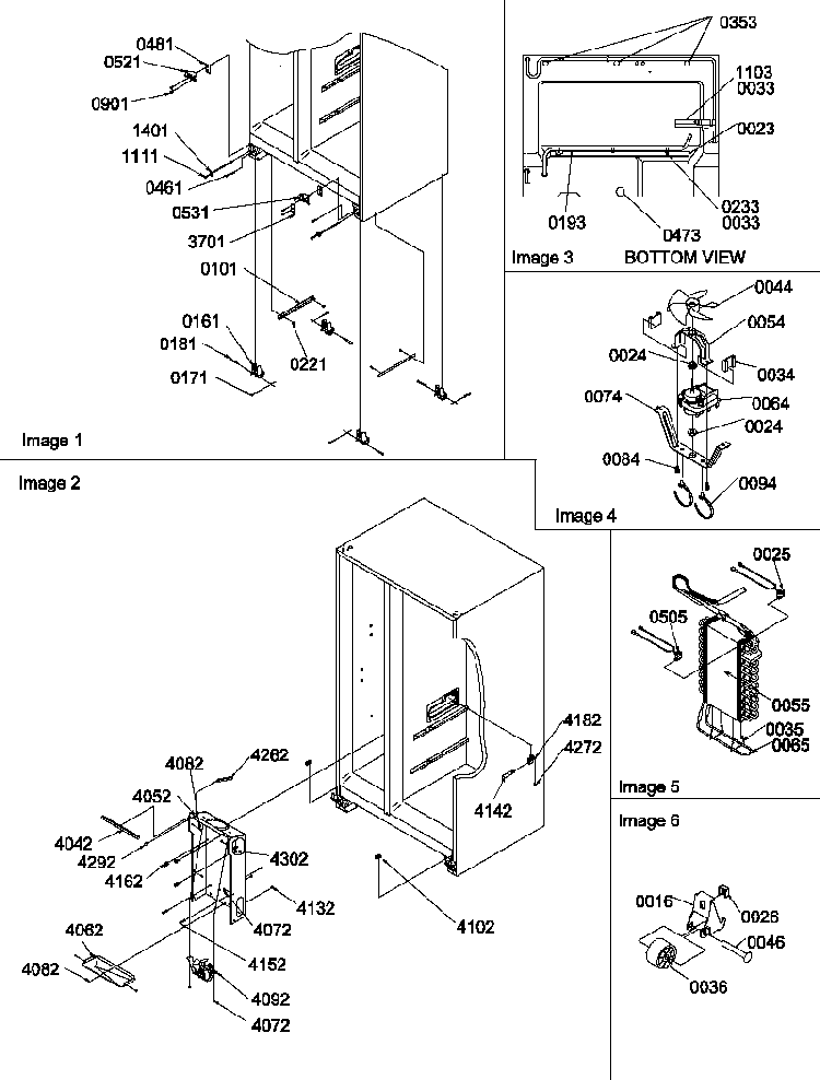 Drain Systems, Rollers, And Evaporator Assy Diagram and Parts List for SR520SW-P1183002WW  Amana Refrigerator