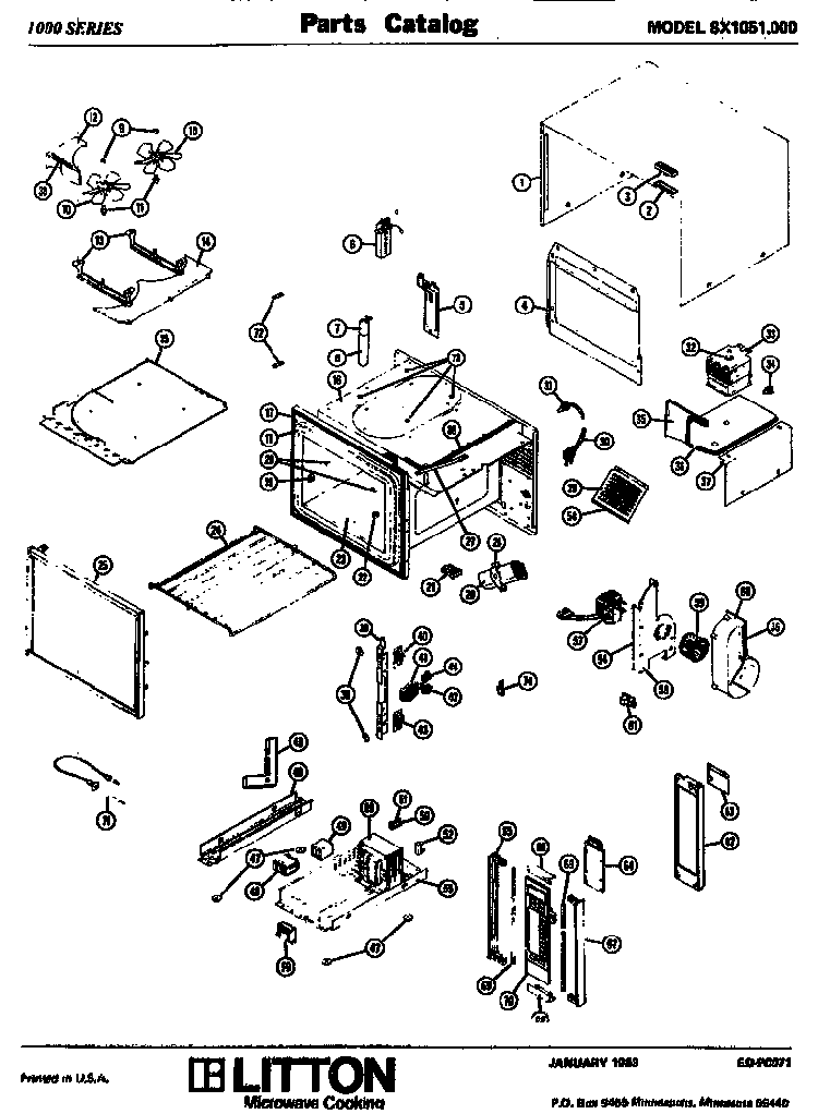 Replacement Parts Diagram and Parts List for SX1051000  Amana Microwave