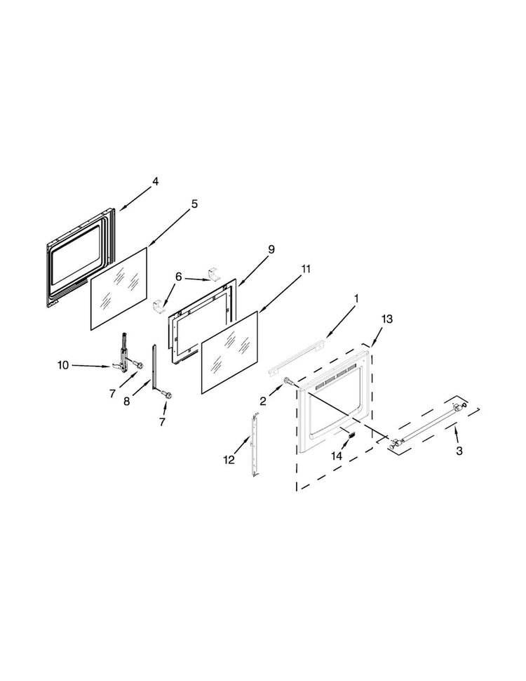 Door Parts Diagram and Parts List for MGR8700DW0  Maytag Range