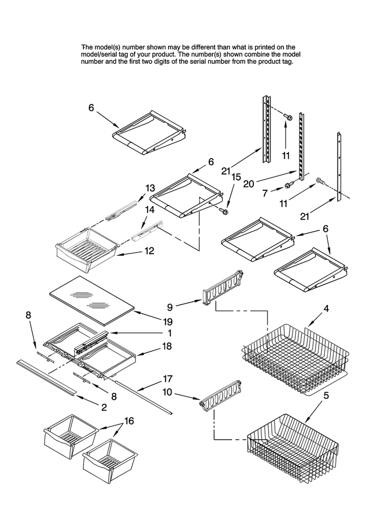 Shelf Parts, Optional Parts Diagram and Parts List for MBR1957VES10  Maytag Refrigerator