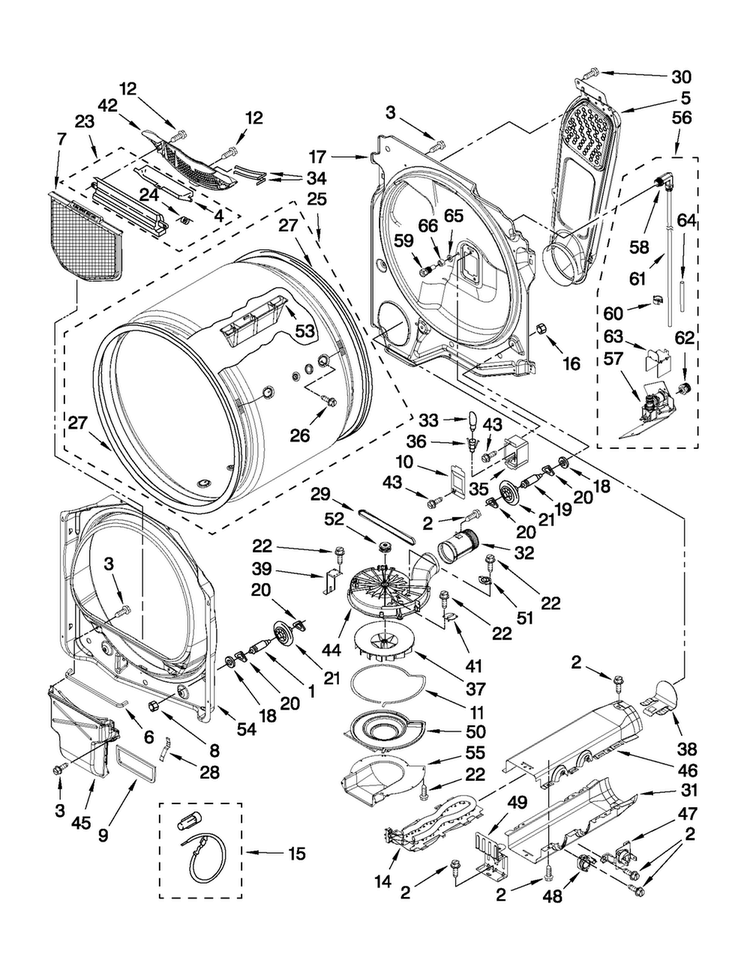 Bulkhead Parts Diagram and Parts List for MEDB850YG1  Maytag Dryer