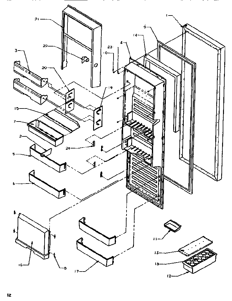 Refrigerator Door Diagram and Parts List for SB520SW-P1185001WW  Amana Refrigerator