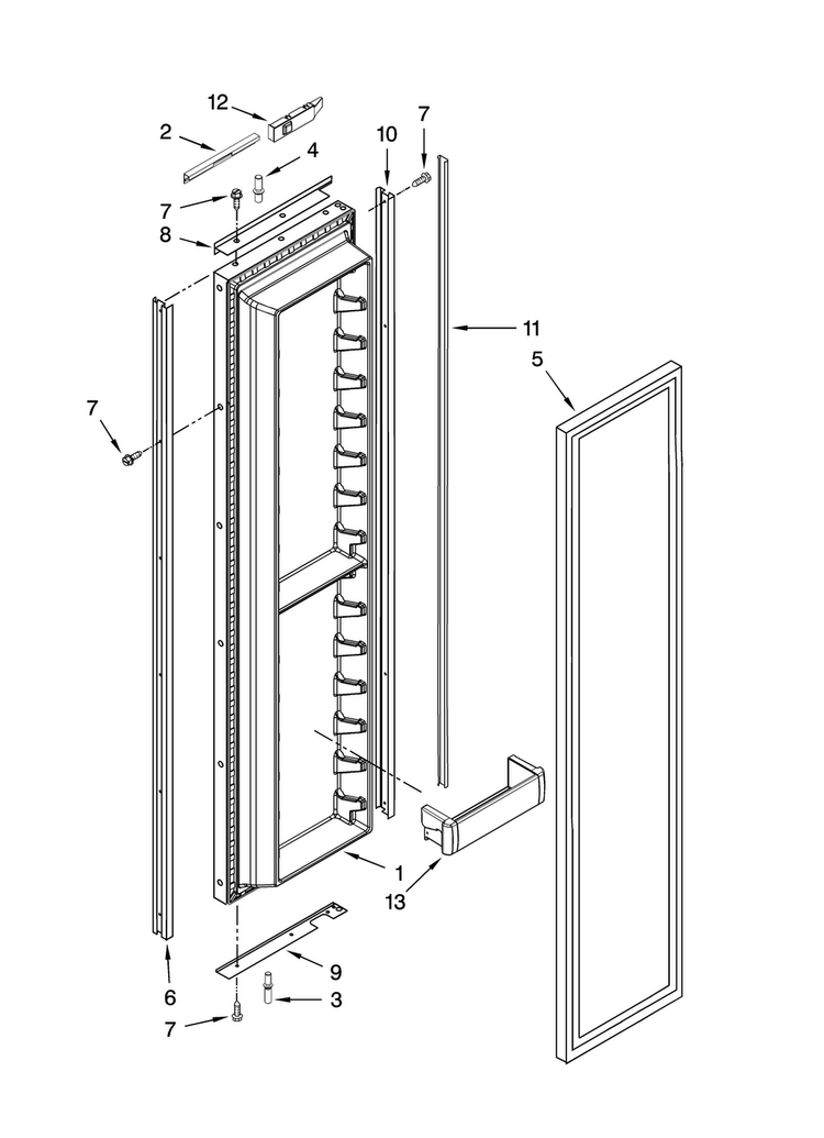 Freezer Door Parts Diagram and Parts List for JS42NXFXDW00  Jenn-Air Refrigerator