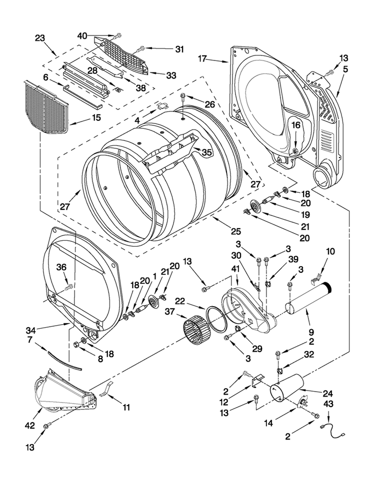 Bulkhead Parts Diagram and Parts List for MDG17PRAWW2  Maytag Dryer