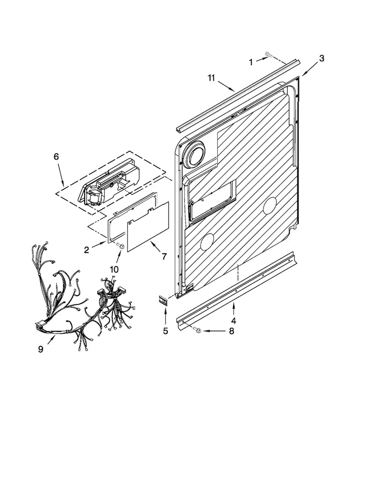 Inner Door Parts Diagram and Parts List for MDB7759SAS0  Maytag Dishwasher