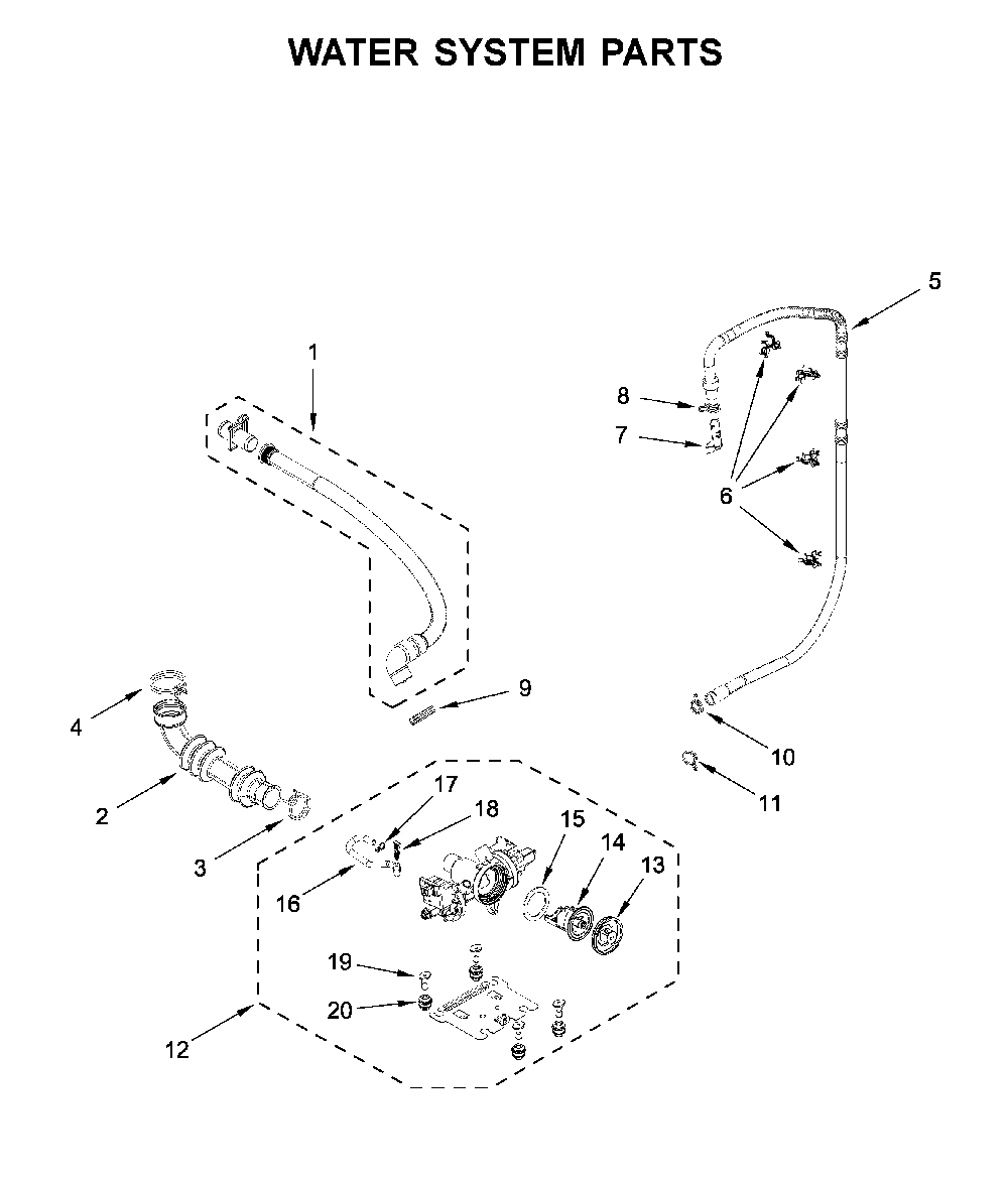 Water system parts Diagram and Parts List for MHW6630HC1  Maytag Washer