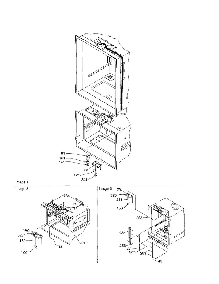 Light Switches/drain Funnel Diagram and Parts List for BC21V1C-P1325027WC  Amana Refrigerator