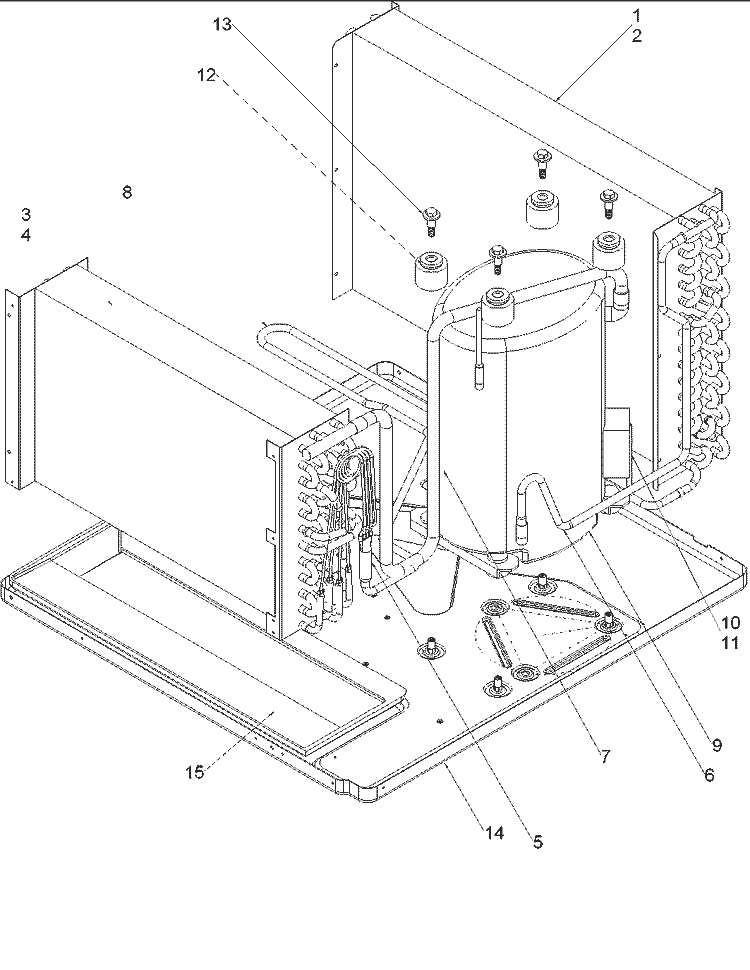Evaporator, Condenser & Compressor Diagram and Parts List for RE18010C2D REV RE18010C2D A Amana Air Conditioner