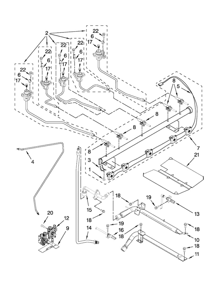 Manifold Parts Diagram and Parts List for MGR8674AW0  Maytag Range
