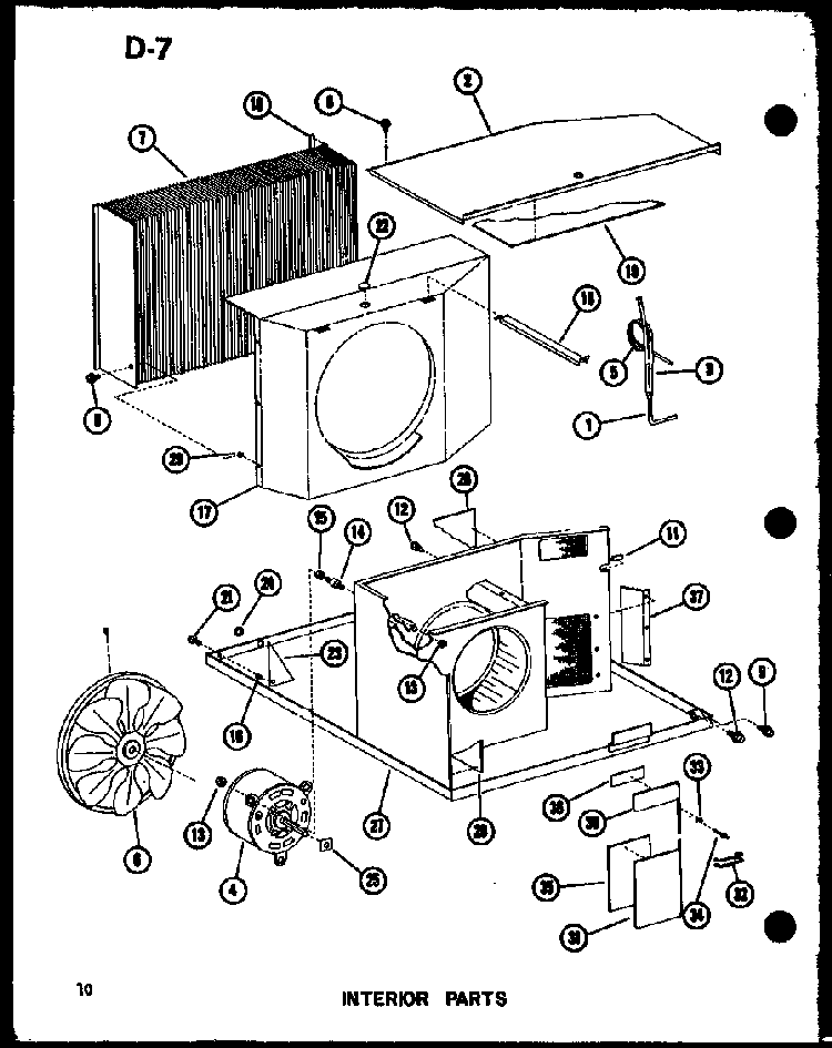 Interior Parts Diagram and Parts List for ES218D-3ML P67535-12R Amana Air Conditioner