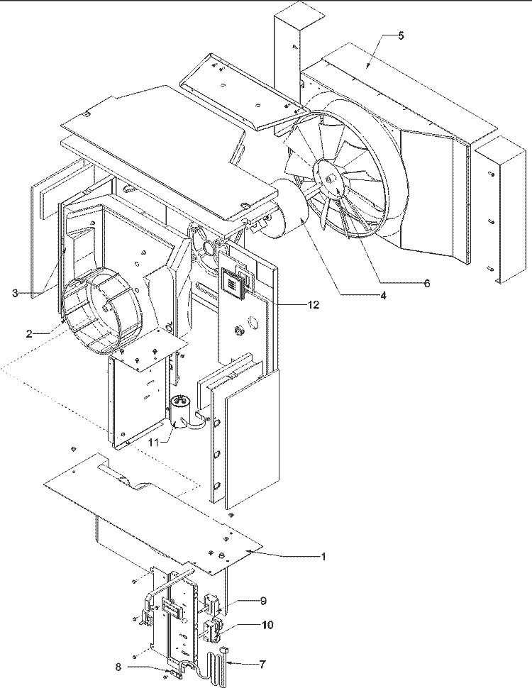 Center Partition Assy and Controls Diagram and Parts List for RCF24080C5ER  Amana Air Conditioner