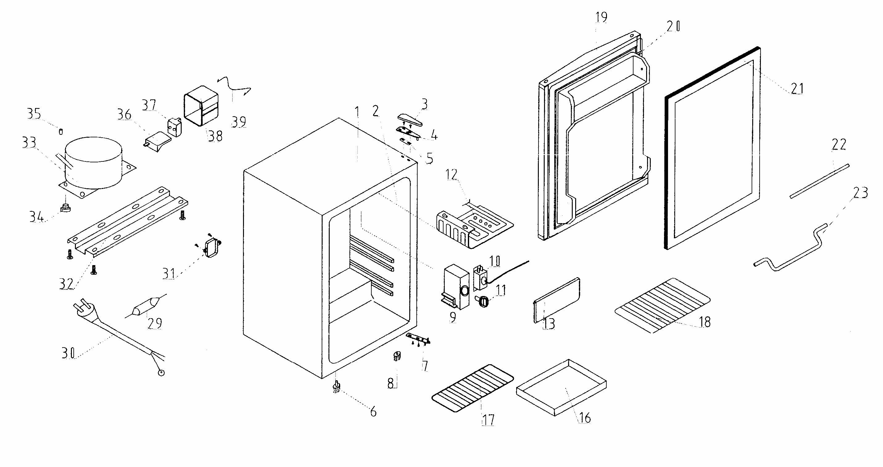 Cabinet Parts Diagram and Parts List for 25592489010  Kenmore Refrigerator