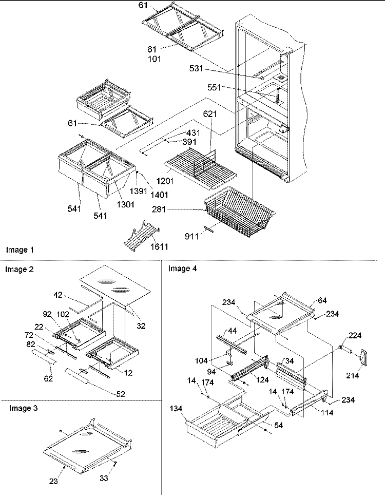 Shelving Assy Diagram and Parts List for BC21VC P1325004W C Amana Refrigerator