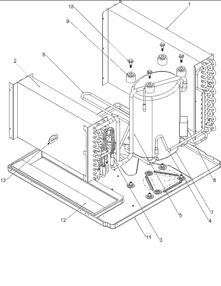 EVAPORATOR, CONDENSER AND COMPRESSOR Diagram and Parts List for AC22082C2D P1225009R Amana Air Conditioner