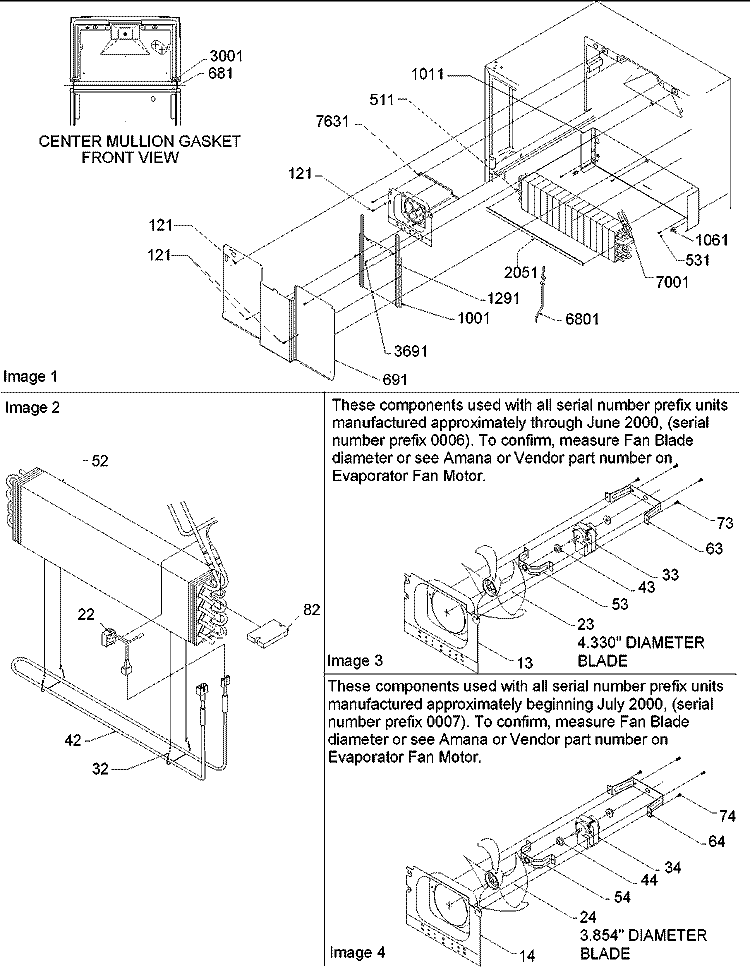 Evaporator & Evaporator Fan Motor Assy Diagram and Parts List for ART2127AS PART2127AS0 Amana Refrigerator
