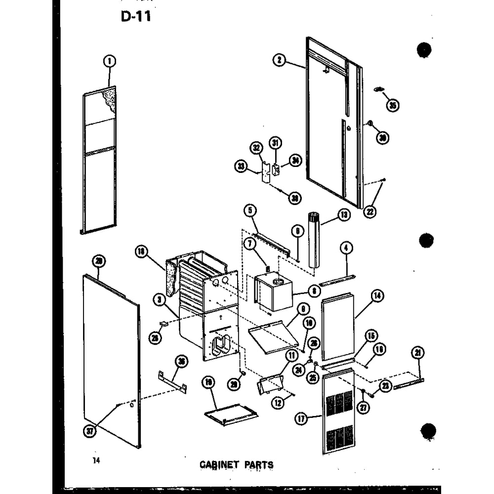 Cabinet Parts 2 Diagram and Parts List for GC120DM-35 P96523-4F Amana Furnace