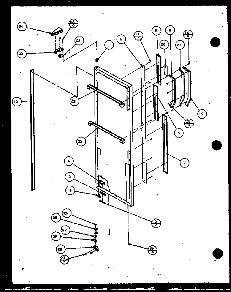 Refrigerator Door Hinge And Trim Parts Diagram and Parts List for SX22J-P1116004W  Amana Refrigerator