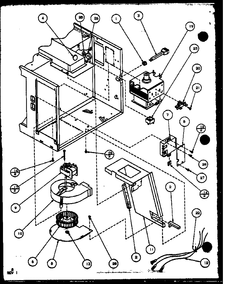 Page 3 Diagram and Parts List for R361P P1104408M Amana Microwave