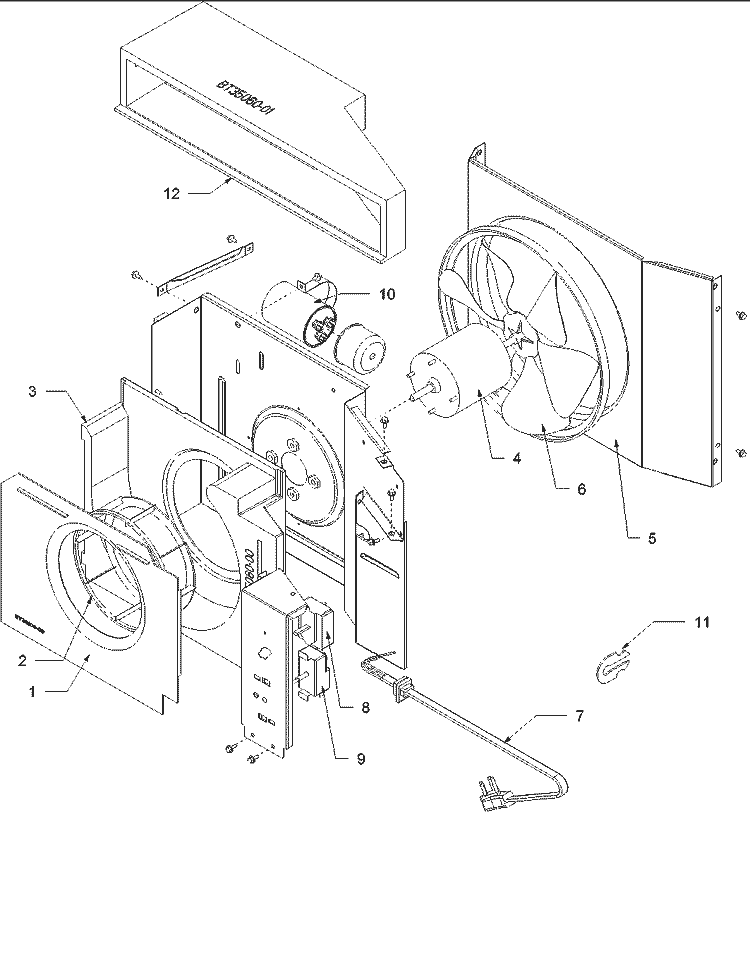 Fan and Control Assy Diagram and Parts List for AC06090M1D P1225020R Amana Air Conditioner