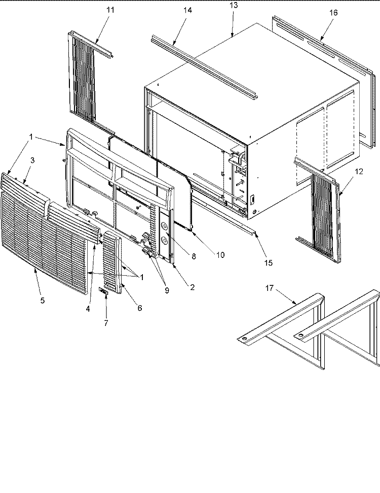Outer Case Assy Diagram and Parts List for AC15090C2D P1225031R Amana Air Conditioner