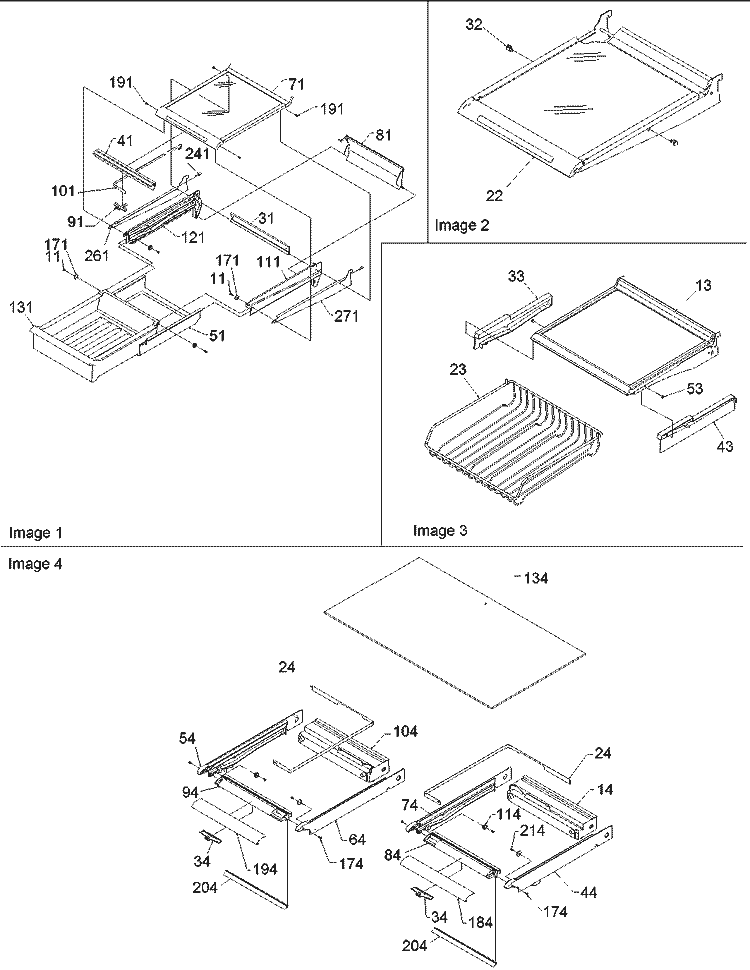 Shelving & Crisper Frame Assy Diagram and Parts List for ART2527AW PART2527AW0 Amana Refrigerator
