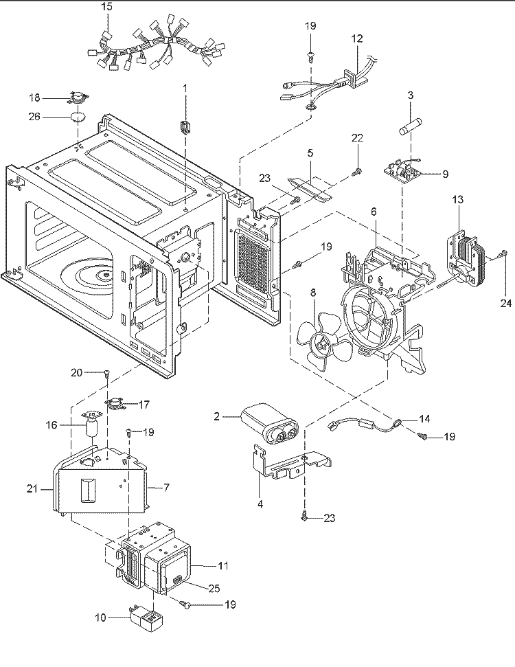 Air Handling & Electrical Diagram and Parts List for LD10 P1323502M Amana Microwave