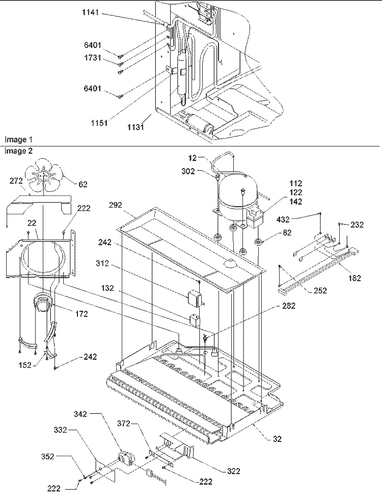 Machine Compartment Diagram and Parts List for ARB2107AS PARB2107AS0 Amana Refrigerator