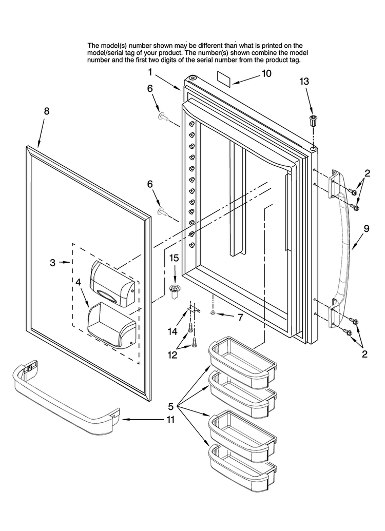Refrigerator Door Parts Diagram and Parts List for ABB2222FED10  Amana Refrigerator