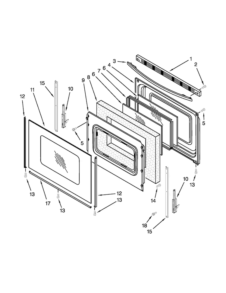 Door Parts Diagram and Parts List for AGR5630BDB0  Amana Range