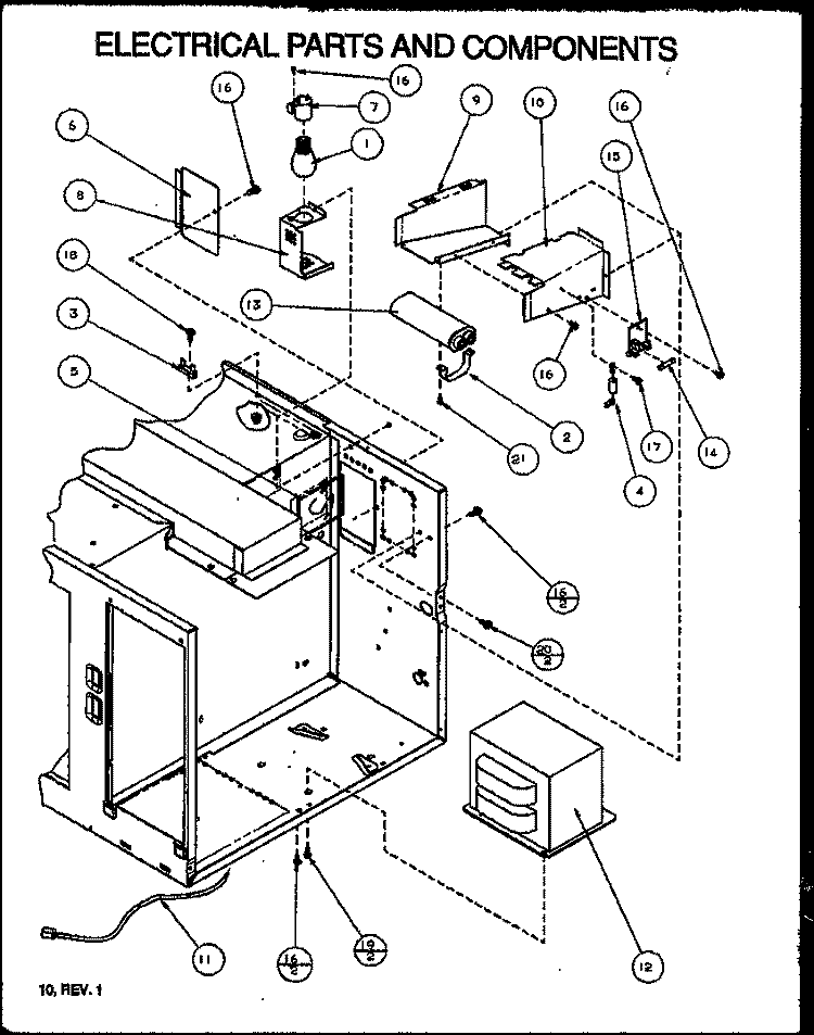 ELECTRICAL PARTS ANDCOMPONENTS Diagram and Parts List for RBG322T P1110207M Amana Microwave