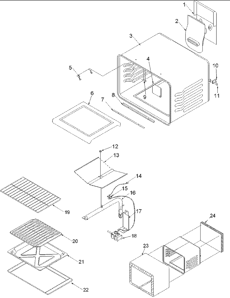 Cavity Diagram and Parts List for ARO3400W P1143335N W Amana Range