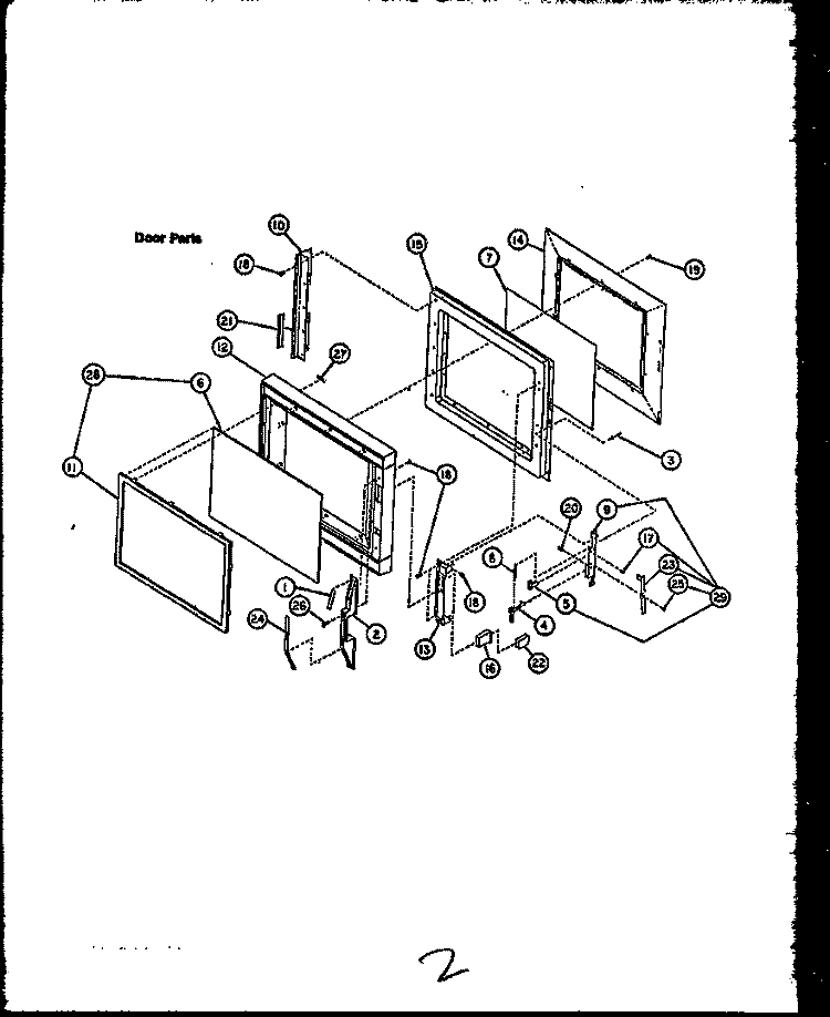 DOOR PARTS Diagram and Parts List for MPS229-10 P1104401M Amana Wall Oven