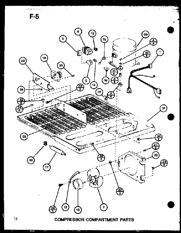 Compressor Compartment Parts Diagram and Parts List for TC18GG-P75535-11W  Amana Refrigerator