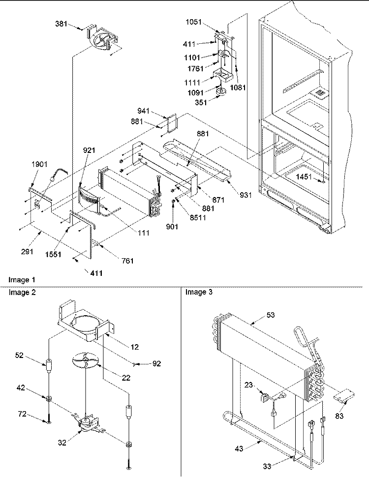 Evaporator & Freezer Control Assembly Diagram and Parts List for BC21VL P1325004W L Amana Refrigerator