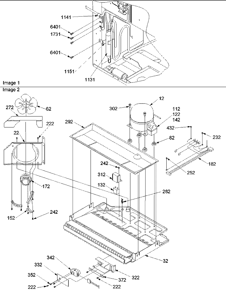 Machine Compartment Assembly Diagram and Parts List for BC21VL P1325004W L Amana Refrigerator