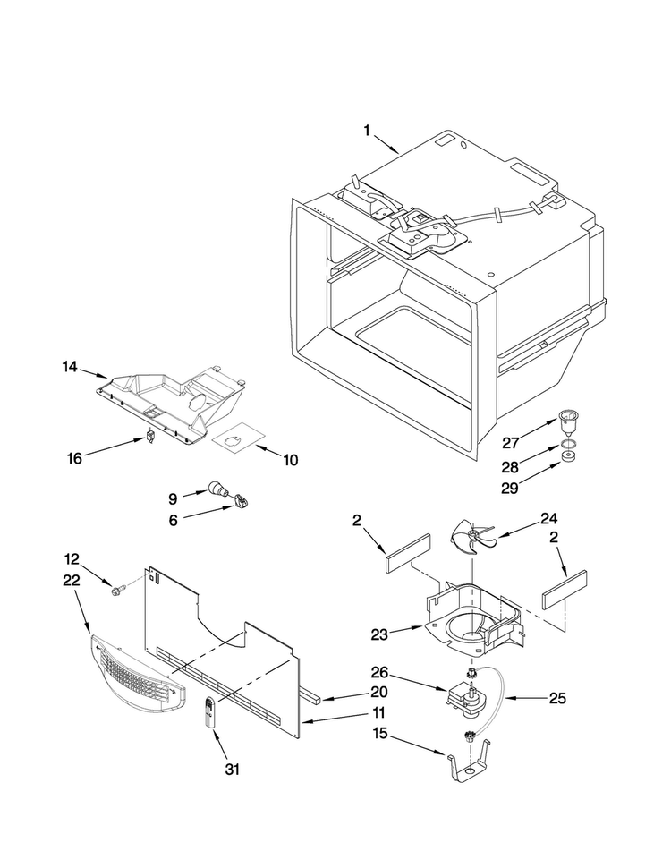 Freezer Liner Parts Diagram and Parts List for MBB1953WEW2  Maytag Refrigerator