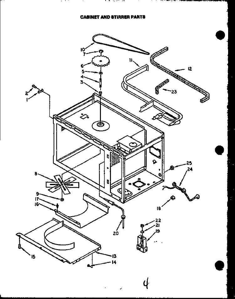 CABINET AND STIRRER PARTS Diagram and Parts List for MMO219  Amana Microwave