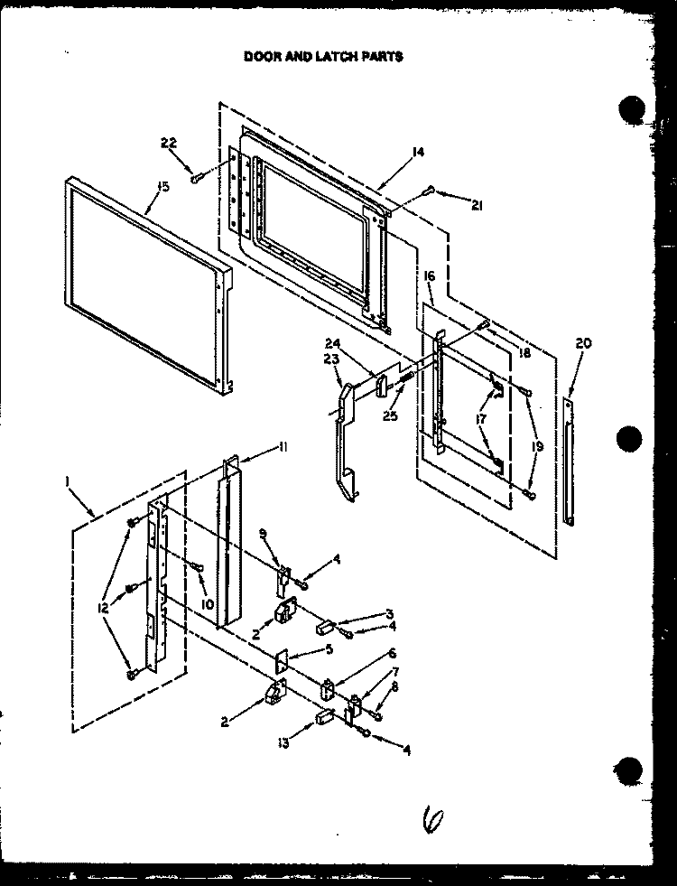DOOR AND LATCH PARTS Diagram and Parts List for MMO219  Amana Microwave