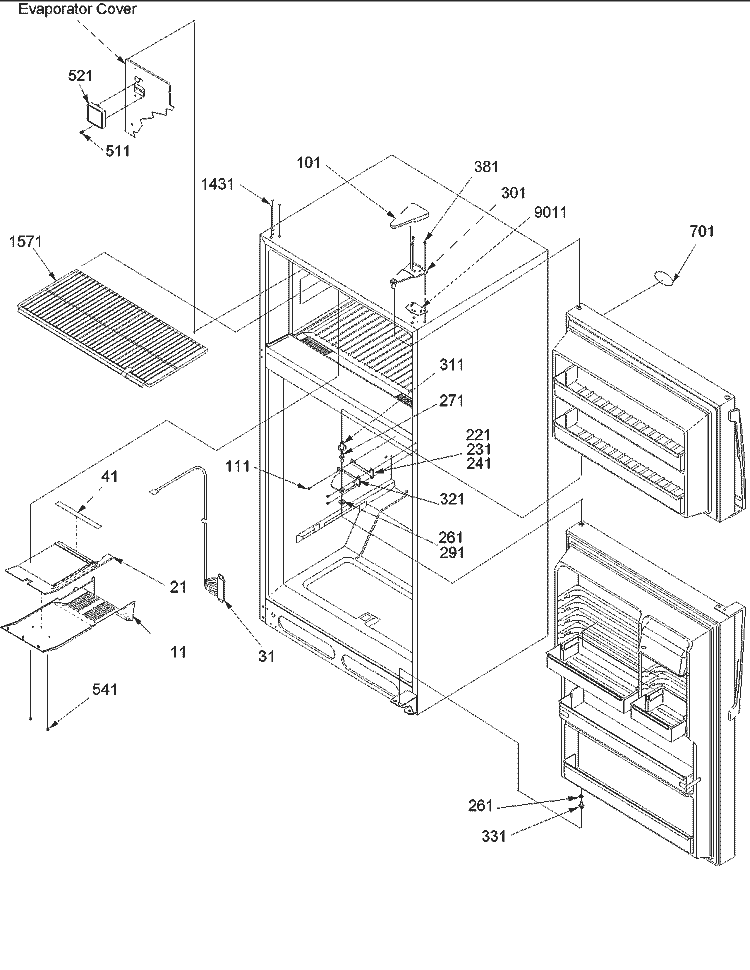 Door Hinges, Fz Duct Diagram and Parts List for DRT1802AC PDRT1802AC0 Amana Refrigerator