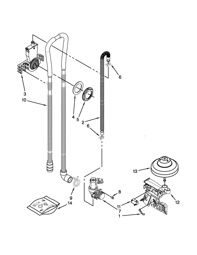Fill, Drain And Overfill Parts Diagram and Parts List for MDB4709PAB4  Maytag Dishwasher