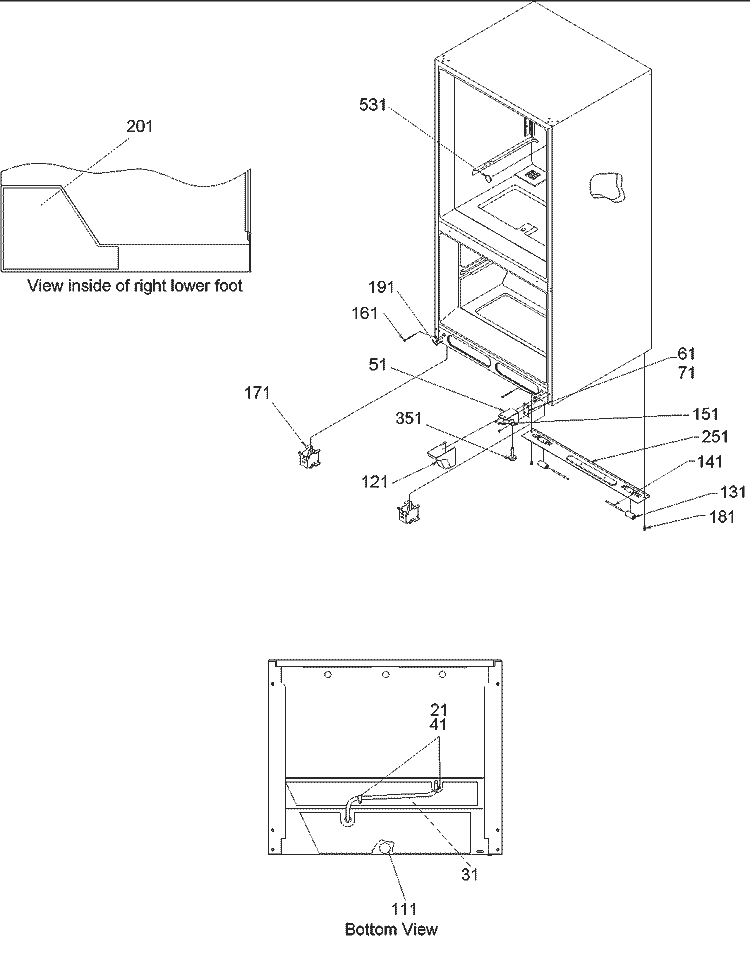 Insulation & Rollers Diagram and Parts List for ARB2109ACR PARB2109AC1 Amana Refrigerator