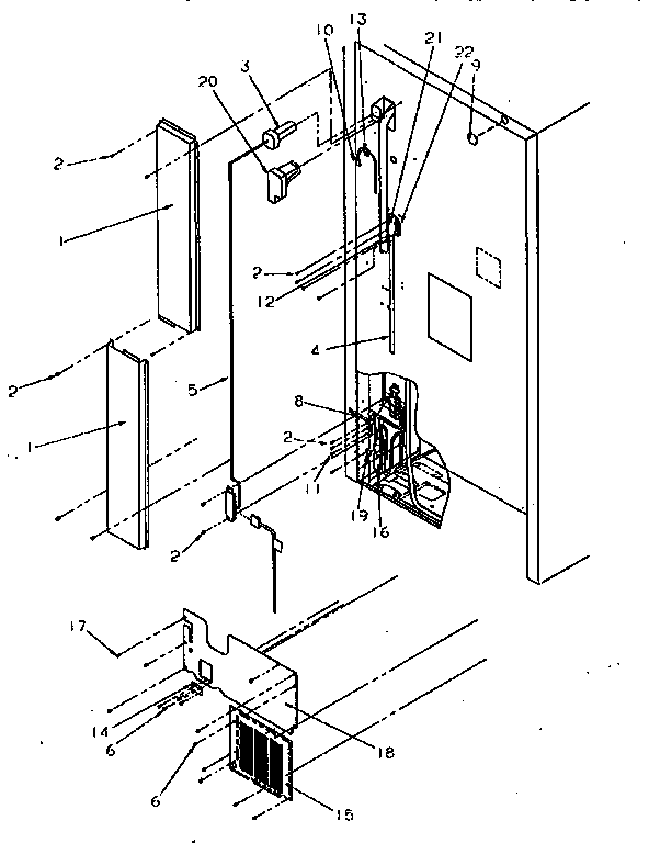 Cabinet Back Diagram and Parts List for TR21S4E-P1196103WE  Amana Refrigerator