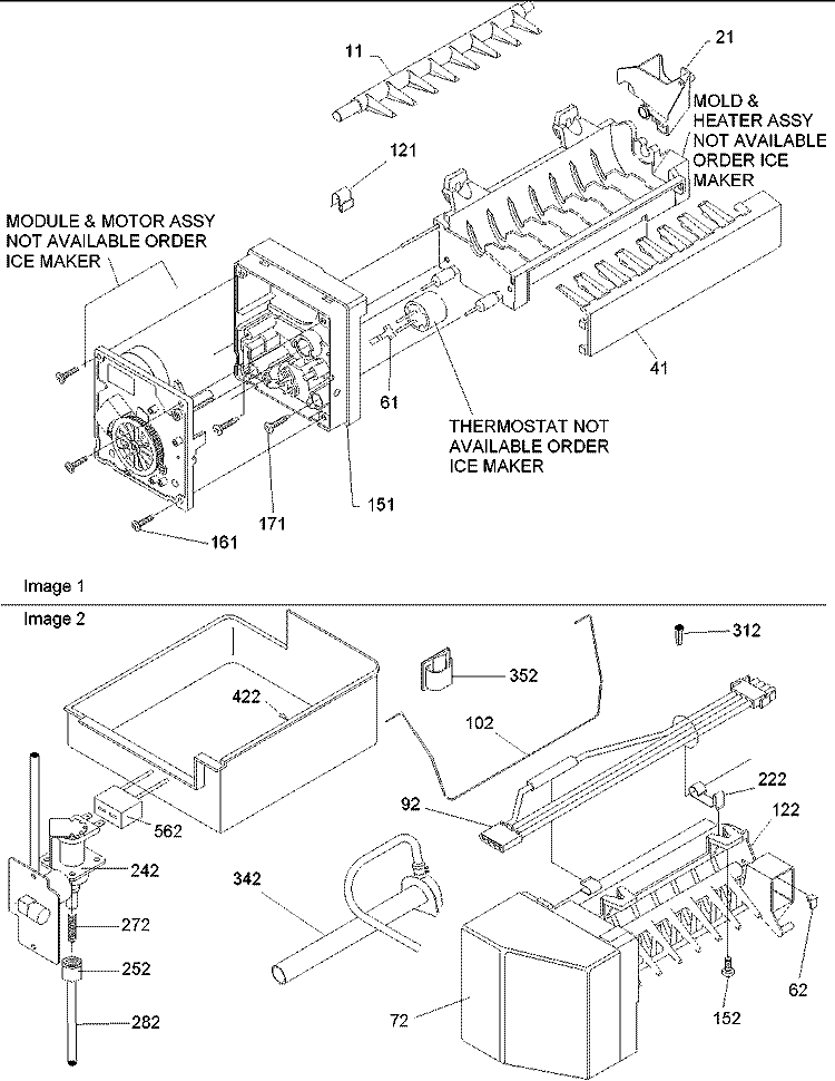Ice Maker Assy & Parts Diagram and Parts List for ARB2109ACR PARB2109AC1 Amana Refrigerator