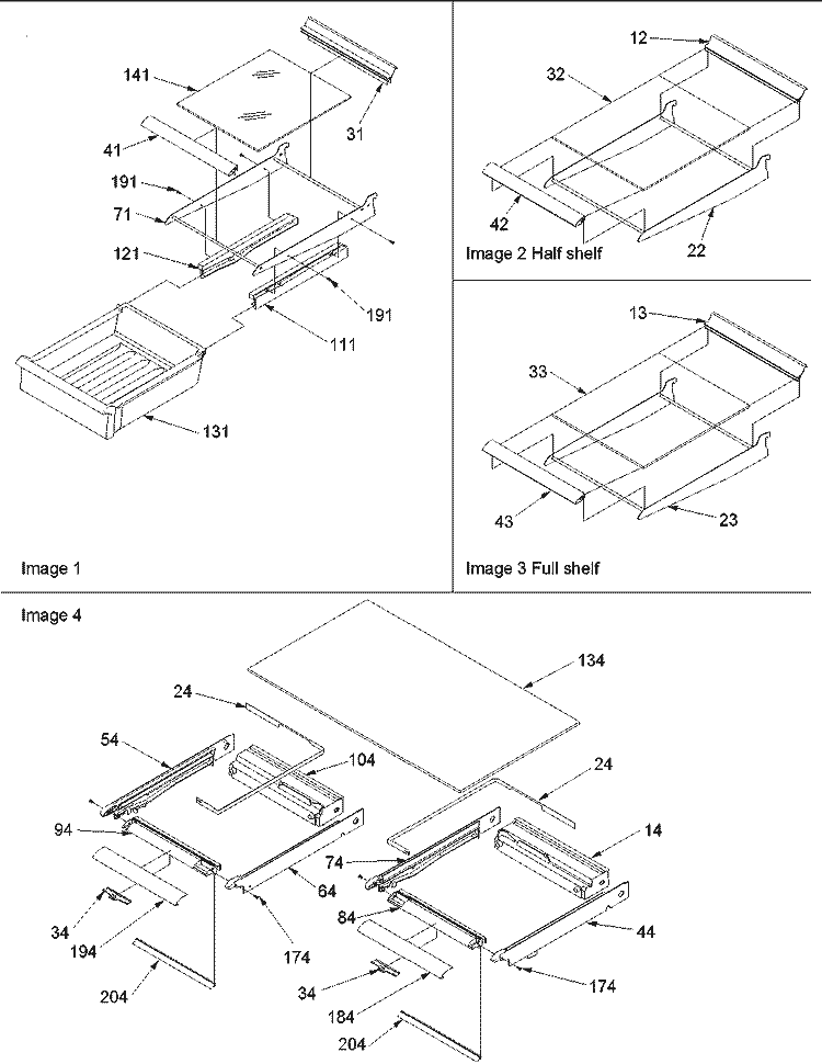 Shelving & Crisper Frame Assy Diagram and Parts List for DRT2102AC PDRT2102AC0 Amana Refrigerator
