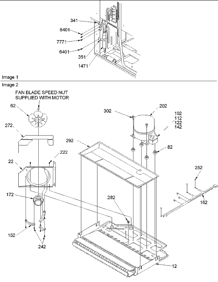 Machine Compartment Diagram and Parts List for DRT2102AC PDRT2102AC0 Amana Refrigerator