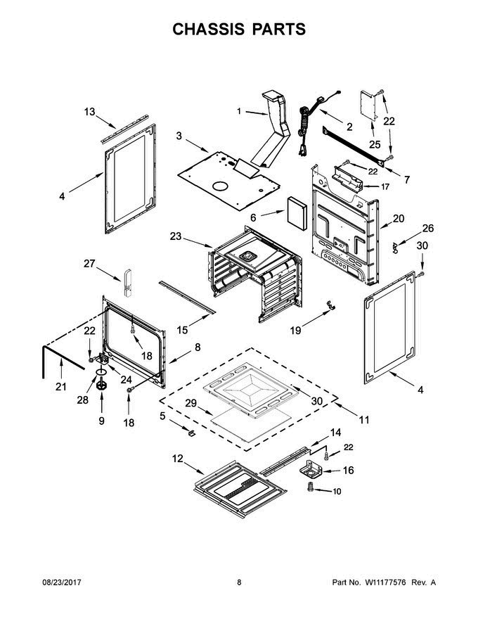 05 - Chassis Parts Diagram and Parts List for AGR4230BAW2  Amana Range