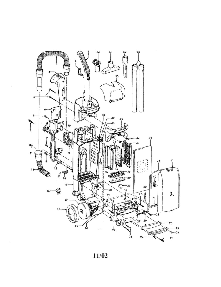 Motor/handle/bag Housing/cover Diagram and Parts List for U5432-900  Hoover Upright Vacuum