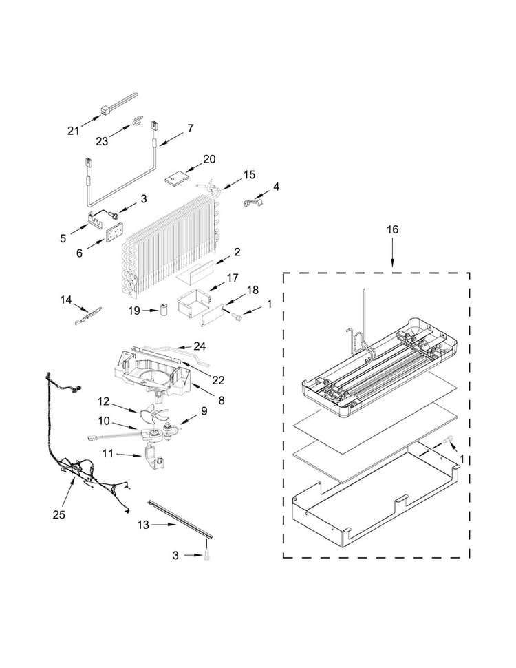 Lower Unit And Tube Parts Diagram and Parts List for JB36NXFXLE00  Jenn-Air Refrigerator