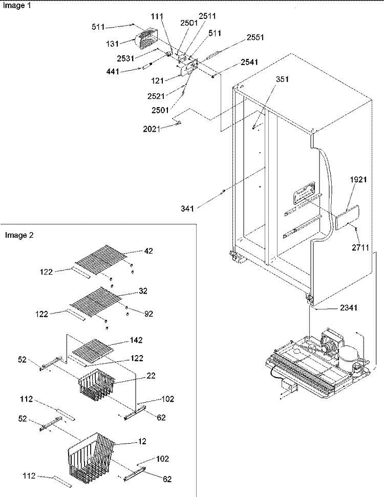 Freezer Shelves & Lights Diagram and Parts List for SSD522VS P1320307W S Amana Refrigerator