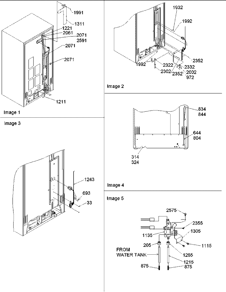 Cabinet Back Diagram and Parts List for SSD522VS P1320307W S Amana Refrigerator